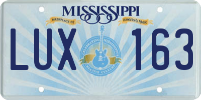 MS license plate LUX163