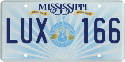 MS license plate LUX166