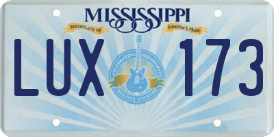 MS license plate LUX173