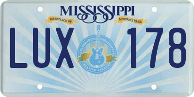 MS license plate LUX178