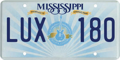 MS license plate LUX180