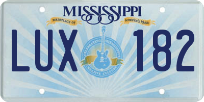 MS license plate LUX182