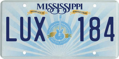 MS license plate LUX184