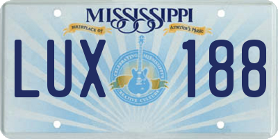 MS license plate LUX188