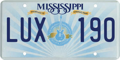 MS license plate LUX190