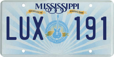 MS license plate LUX191