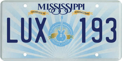 MS license plate LUX193