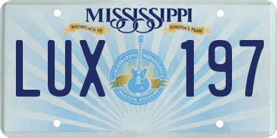 MS license plate LUX197