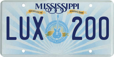 MS license plate LUX200
