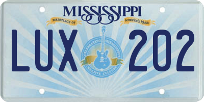 MS license plate LUX202