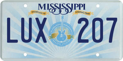 MS license plate LUX207