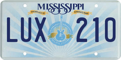 MS license plate LUX210