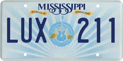 MS license plate LUX211