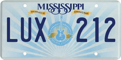 MS license plate LUX212
