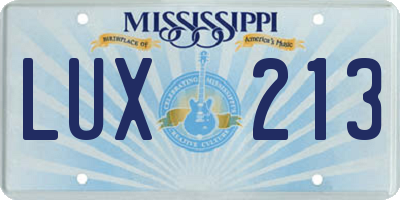 MS license plate LUX213