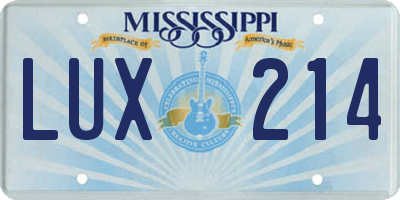 MS license plate LUX214