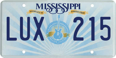 MS license plate LUX215