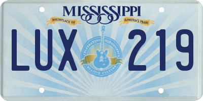 MS license plate LUX219