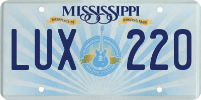 MS license plate LUX220