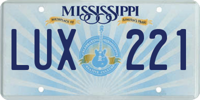 MS license plate LUX221