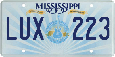 MS license plate LUX223