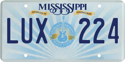 MS license plate LUX224