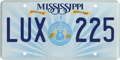MS license plate LUX225