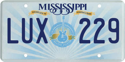 MS license plate LUX229