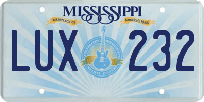 MS license plate LUX232