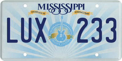 MS license plate LUX233