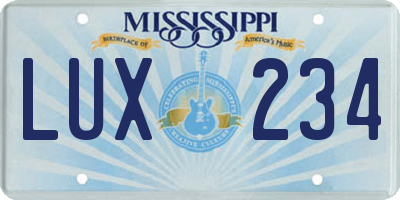 MS license plate LUX234