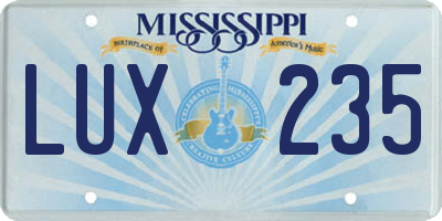 MS license plate LUX235
