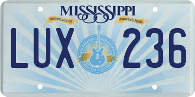 MS license plate LUX236
