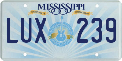 MS license plate LUX239