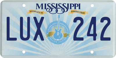 MS license plate LUX242