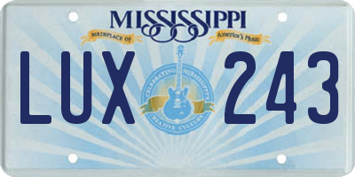 MS license plate LUX243