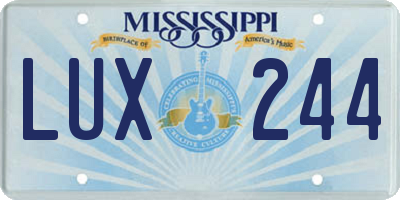MS license plate LUX244