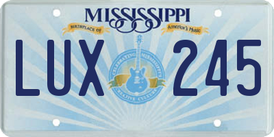 MS license plate LUX245