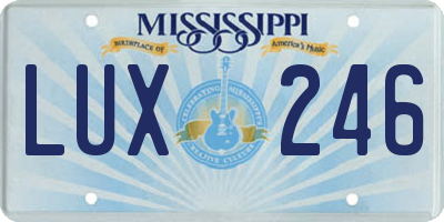 MS license plate LUX246