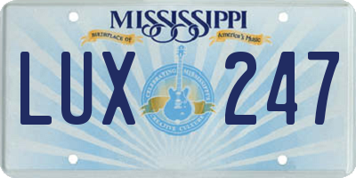 MS license plate LUX247