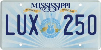 MS license plate LUX250