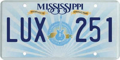 MS license plate LUX251