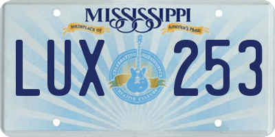 MS license plate LUX253