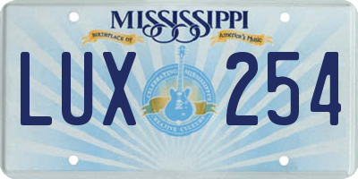 MS license plate LUX254