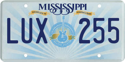 MS license plate LUX255
