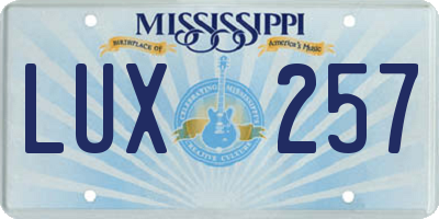 MS license plate LUX257