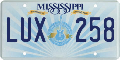 MS license plate LUX258