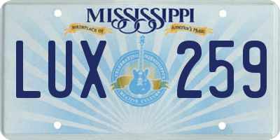 MS license plate LUX259