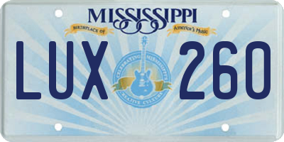 MS license plate LUX260