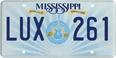 MS license plate LUX261